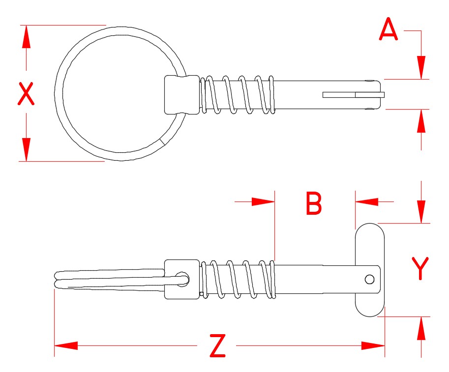Stainless Steel Removable Pin with Ring, Railing and Bimini, S3685-0001, Line Drawing